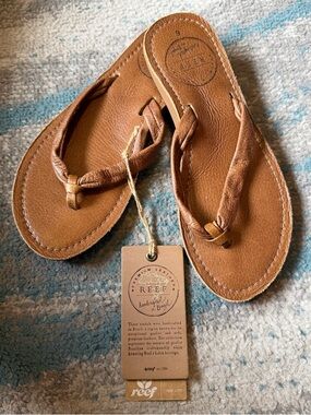 Reef Creamy Leather Size 6 Flip Flop Sandals